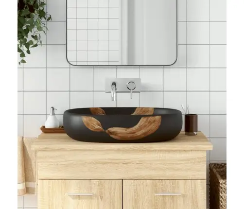 Izlietne, Liekama Uz Virsmas, Melna, Ovāla, 59X40X14 Cm Vidaxl