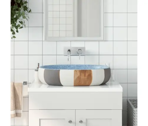 Izlietne, Liekama Uz Virsmas, Daudzkrāsains, Ovāla, 59X40X14 Cm Vidaxl