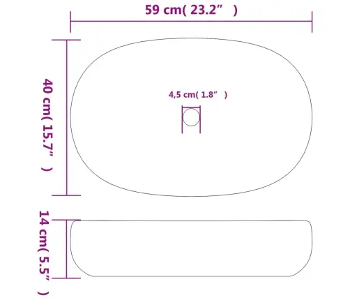 Izlietne, Liekama Uz Virsmas, Melni Zila, Ovāla, 59X40X14 Cm Vidaxl