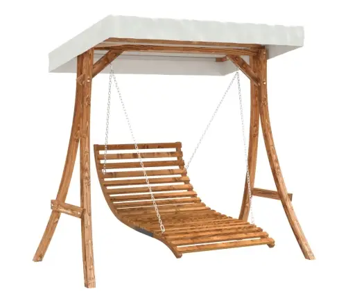 Šūpuļgulta Ar Nojumi, Egles Masīvkoks Ar Tīkkoka Apdari Vidaxl