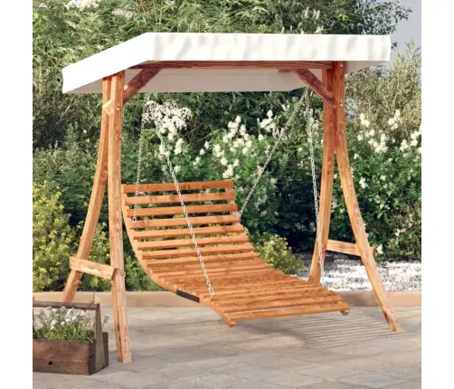 Šūpuļgulta Ar Nojumi, Egles Masīvkoks Ar Tīkkoka Apdari Vidaxl