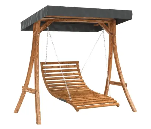 Šūpuļgulta Ar Nojumi, Egles Masīvkoks Ar Tīkkoka Apdari Vidaxl