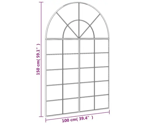 Sienas Spogulis, Melns, 100X150 Cm, Dzelzs Vidaxl