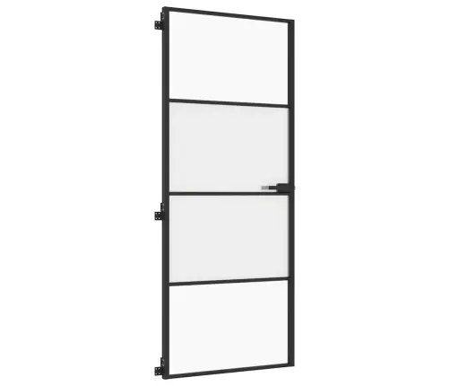 Iekšdurvis, 83X201,5 Cm, Melnas, Rūdīts Stikls Un Alumīnijs Vidaxl