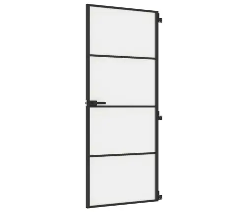 Iekšdurvis, 83X201,5 Cm, Melnas, Rūdīts Stikls Un Alumīnijs Vidaxl