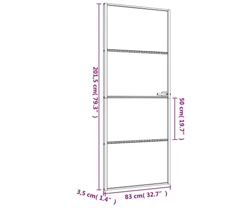 Iekšdurvis, 83X201,5 Cm, Melnas, Rūdīts Stikls Un Alumīnijs Vidaxl