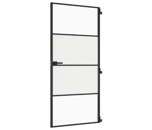 Iekšdurvis, 93X201,5 Cm, Melnas, Rūdīts Stikls Un Alumīnijs Vidaxl
