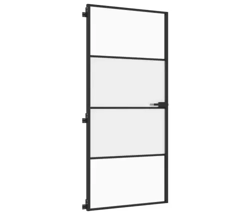 Iekšdurvis, 93X201,5 Cm, Melnas, Rūdīts Stikls Un Alumīnijs Vidaxl