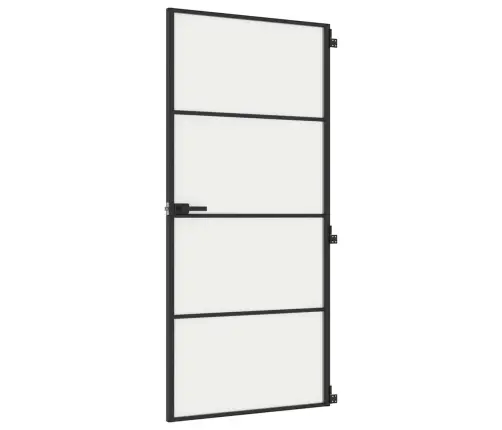 Iekšdurvis, 93X201,5 Cm, Melnas, Rūdīts Stikls Un Alumīnijs Vidaxl
