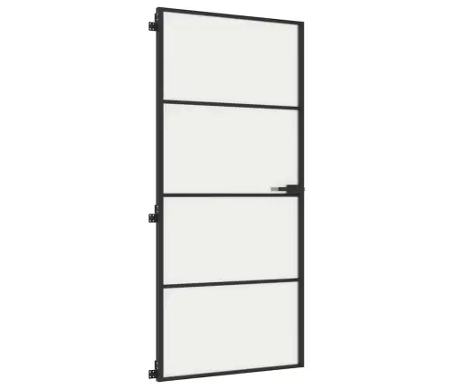 Iekšdurvis, 93X201,5 Cm, Melnas, Rūdīts Stikls Un Alumīnijs Vidaxl