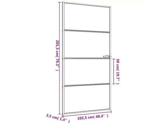 Iekšdurvis, 102,5X201,5 Cm, Melnas, Rūdīts Stikls Un Alumīnijs Vidaxl