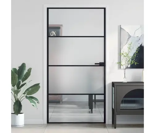 Iekšdurvis, 102,5X201,5 Cm, Melnas, Rūdīts Stikls Un Alumīnijs Vidaxl