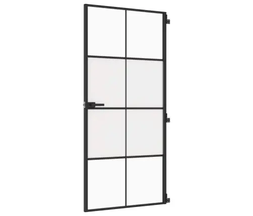Iekšdurvis, 93X201,5 Cm, Melnas, Rūdīts Stikls Un Alumīnijs Vidaxl