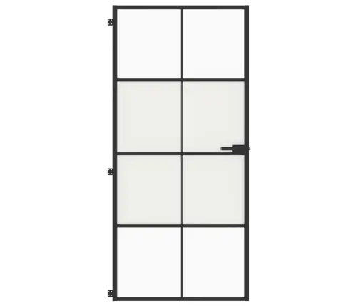 Iekšdurvis, 93X201,5 Cm, Melnas, Rūdīts Stikls Un Alumīnijs Vidaxl