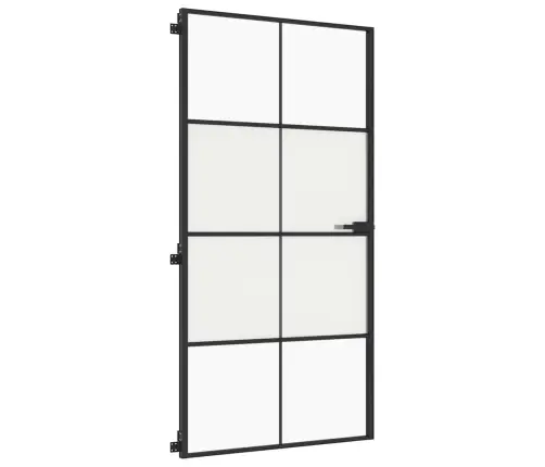 Iekšdurvis, 102,5X201,5 Cm, Melnas, Rūdīts Stikls Un Alumīnijs Vidaxl