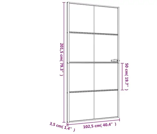 Iekšdurvis, 102,5X201,5 Cm, Melnas, Rūdīts Stikls Un Alumīnijs Vidaxl