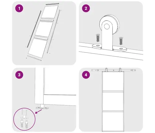 Stumdomos Durys, Auksinės, 76X205cm Esg Stiklas Ir Aliuminis
