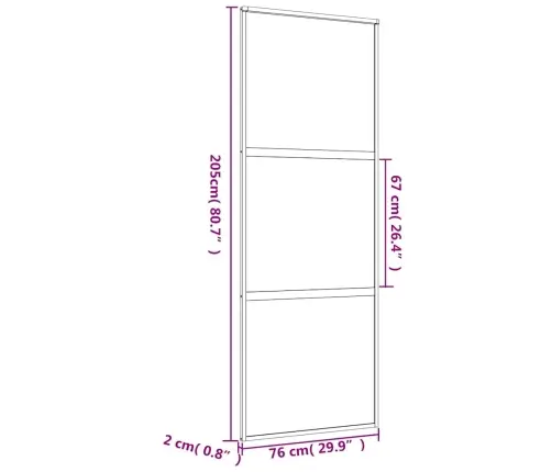 Stumdomos Durys, Auksinės, 76X205cm Esg Stiklas Ir Aliuminis