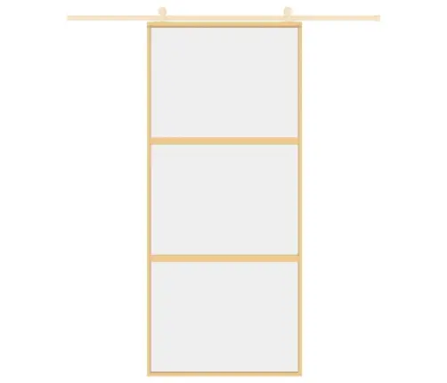 Bīdāmās Durvis, Zeltainas, 90X205 Cm, Esg Stikls Un Alumīnijs Vidaxl
