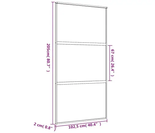 Liuguks, Kuldne, 102,5X205 cm Läbipaistev Esg-Klaas/Alumiinium