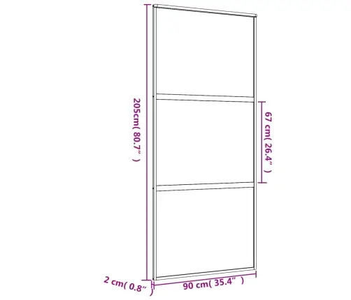 Liuguks, Kuldne, 90X205 cm Matt Esg-Klaas Ja Alumiinium