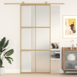 Stumdomos Durys, Auksinės, 90X205cm Esg Stiklas Ir Aliuminis