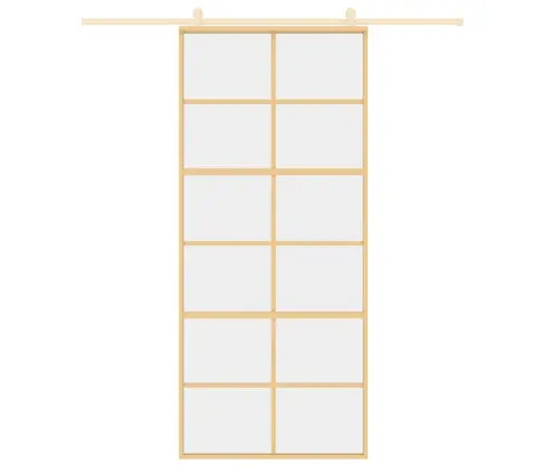 Bīdāmās Durvis, Zeltainas, 90X205 Cm, Esg Stikls Un Alumīnijs Vidaxl