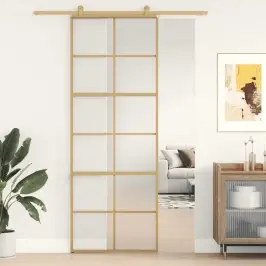 Stumdomos Durys, Auksinės, 76X205cm Esg Stiklas Ir Aliuminis