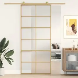 Stumdomos Durys, Auksinės, 90X205cm Esg Stiklas Ir Aliuminis