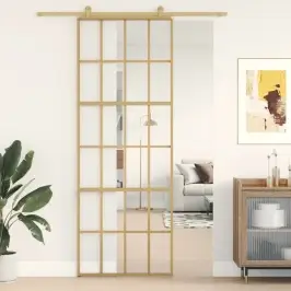 Stumdomos Durys, Auksinės, 76X205cm Esg Stiklas Ir Aliuminis
