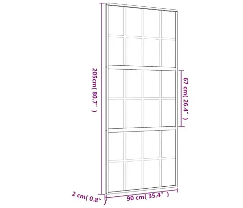 Stumdomos Durys, Auksinės, 90X205cm Esg Stiklas Ir Aliuminis