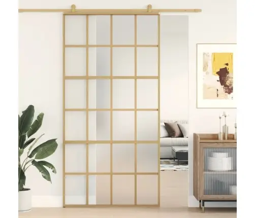 Bīdāmās Durvis, Zeltainas, 102,5X205 Cm, Esg Stikls, Alumīnijs Vidaxl
