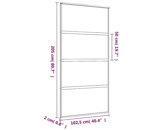 Bīdāmās Durvis, Zeltainas, 102,5X205 Cm, Esg Stikls, Alumīnijs Vidaxl