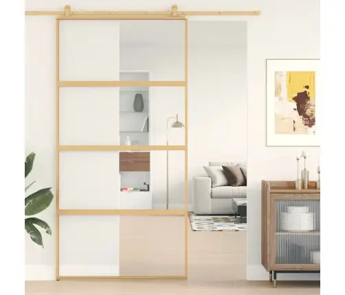 Bīdāmās Durvis, Zeltainas, 102,5X205 Cm, Esg Stikls, Alumīnijs Vidaxl