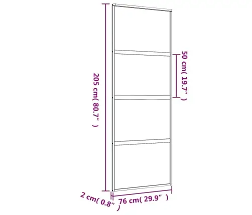 Liuguks, Kuldne, 76X205 cm Matt Esg-Klaas Ja Alumiinium