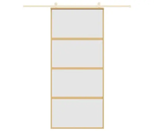Bīdāmās Durvis, Zeltainas, 90X205 Cm, Esg Stikls Un Alumīnijs Vidaxl