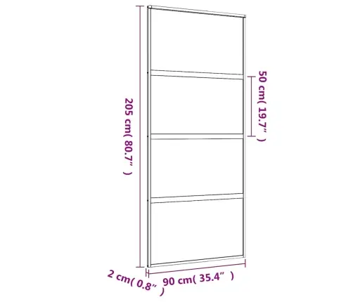Bīdāmās Durvis, Zeltainas, 90X205 Cm, Esg Stikls Un Alumīnijs Vidaxl