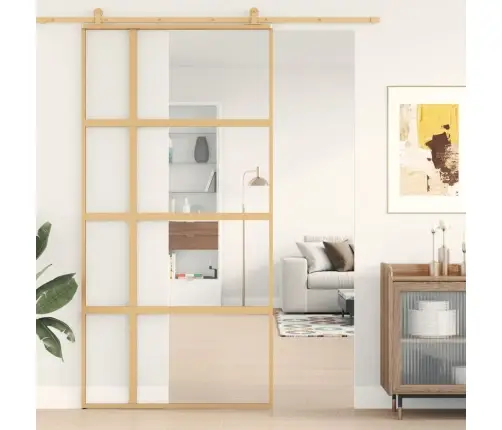 Bīdāmās Durvis, Zeltainas, 102,5X205 Cm, Esg Stikls, Alumīnijs Vidaxl