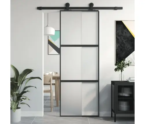 Bīdāmās Durvis, Melnas, 76X205 Cm, Rūdīts Stikls Un Alumīnijs Vidaxl