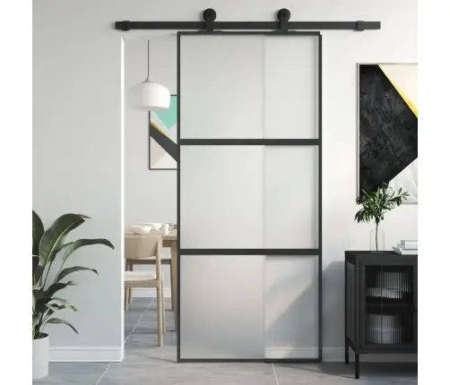 Bīdāmās Durvis, Melnas, 90X205 Cm, Rūdīts Stikls Un Alumīnijs Vidaxl