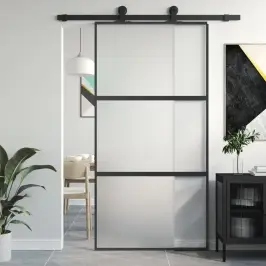 Stumdomos Durys, Juodos, 102,5X205cm Stiklas Ir Aliuminis