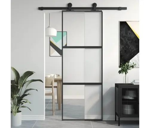 Bīdāmās Durvis, Melnas, 76X205 Cm, Rūdīts Stikls Un Alumīnijs Vidaxl