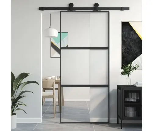Bīdāmās Durvis, Melnas, 90X205 Cm, Rūdīts Stikls Un Alumīnijs Vidaxl