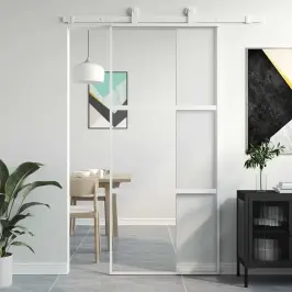 Liuguks, Valge, 90 X 205 cm Karastatud Klaas Ja Alumiinium