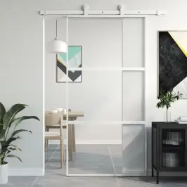Liuguks, Valge, 102,5 X 205 cm Karastatud Klaas Ja Alumiinium