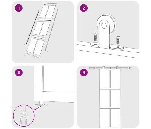Stumdomos Durys, Juodos, 76X205cm Grūdintas Stiklas/Aliuminis