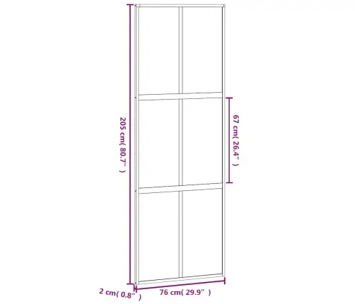 Stumdomos Durys, Juodos, 76X205cm Grūdintas Stiklas/Aliuminis