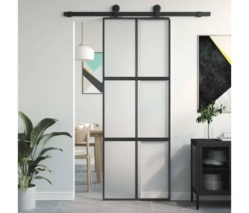Stumdomos Durys, Juodos, 76X205cm Grūdintas Stiklas/Aliuminis