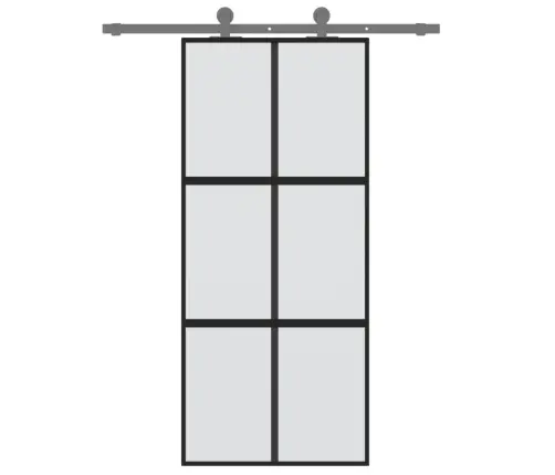 Liuguks, Must, 90 X 205 cm Karastatud Klaas Ja Alumiinium Liuguks, Must, 90 X 205 cm Karastatud Klaas Ja Alumiinium