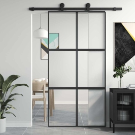 Liuguks, Must, 102,5 X 205 cm Karastatud Klaas Ja Alumiinium